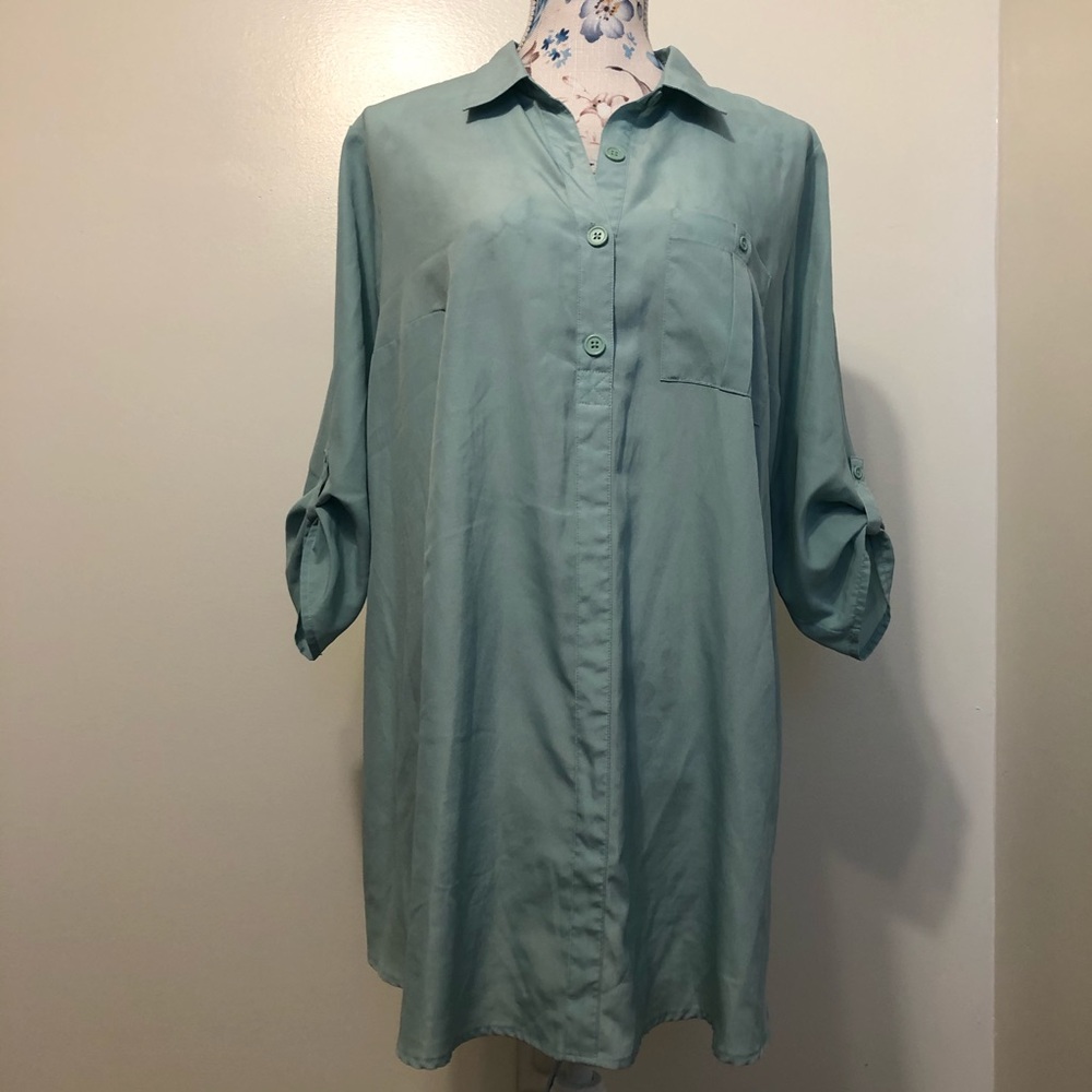 Liz Lange Maternity mint green sheer 3/4sleeve top - Picture 1 of 7
